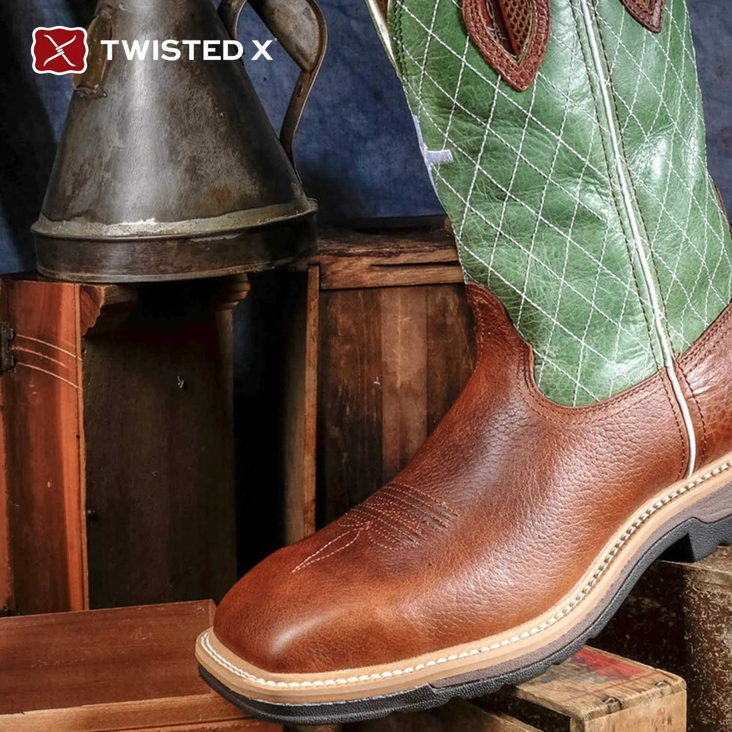 Twisted X Men's 12-Inch Lite Western Work Boot - Casual Full-Grain Leather Work Boots with Twisted X Molded Footbed for Extra Co