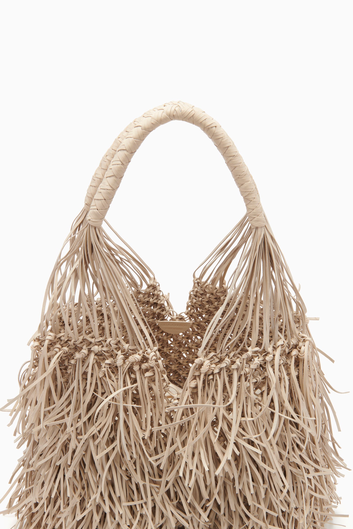 Valeria Large Fringe Hobo - Alabaster