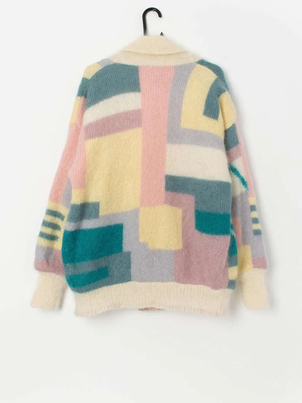 Vintage 80s mohair colour block cardigan by Your Sixth Sense – Large