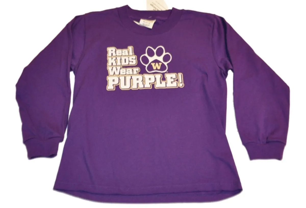 Washington Huskies The Cotton Exchange Youth Purple Long Sleeve Shirt (M) 10-12