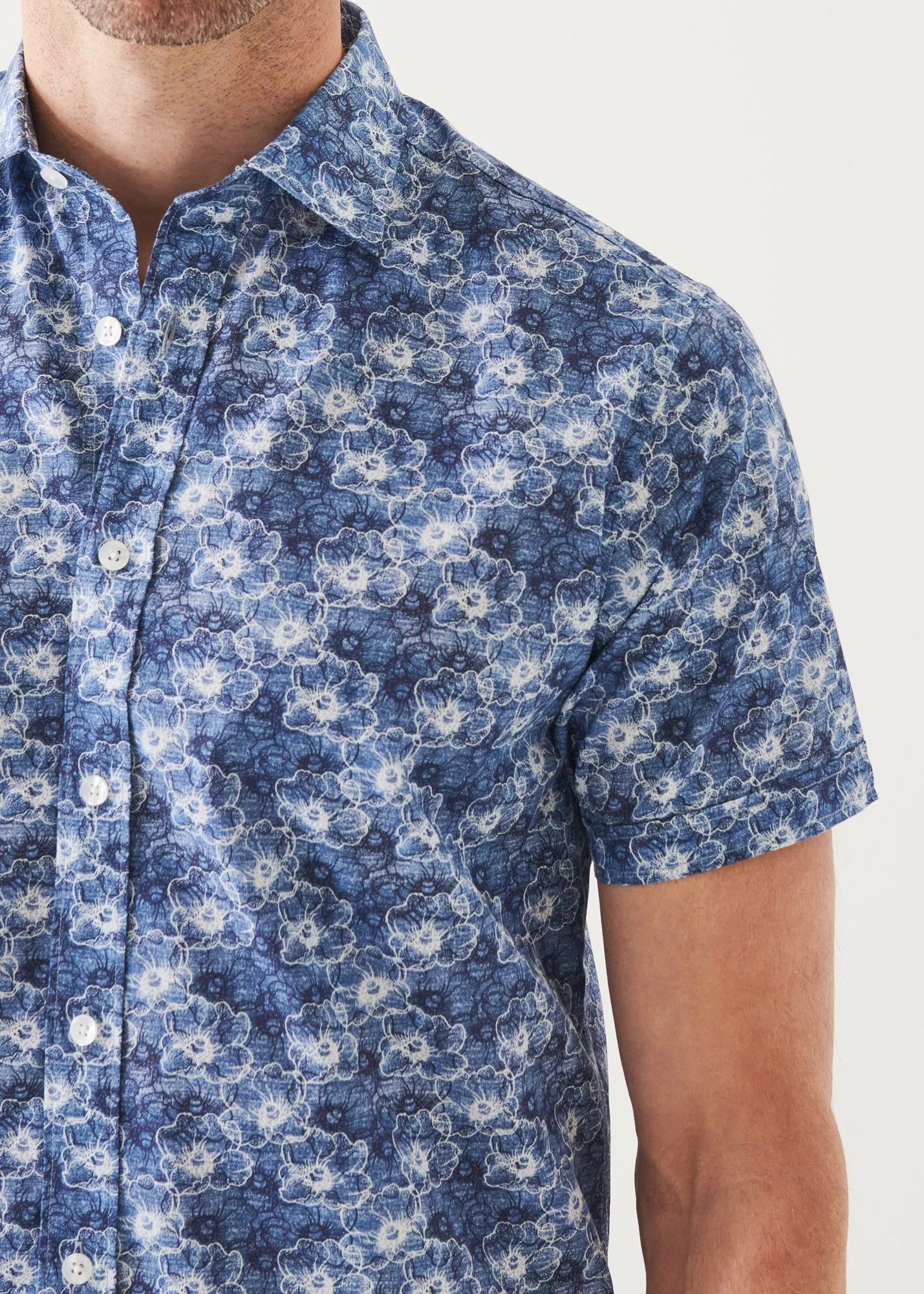 WATERCOLOUR PRINT COTTON SHORT SLEEVE SHIRT