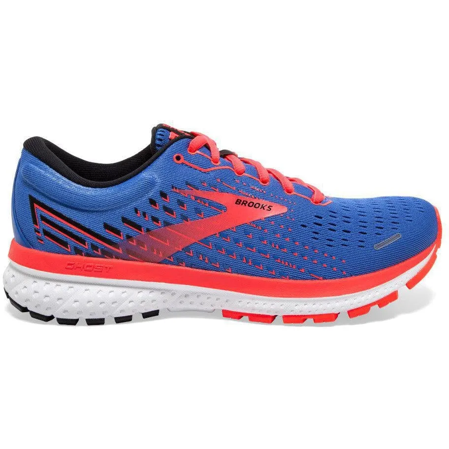 Women's Brooks Ghost 13, Blue/Coral/White, 9.5 B Medium