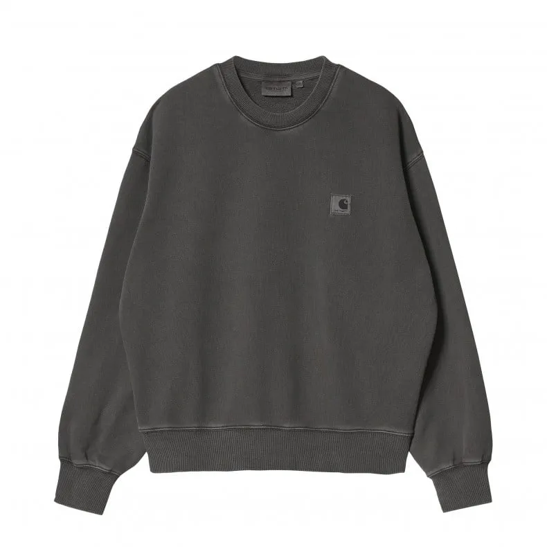 Women's Carhartt WIP Nelson Crew Neck Sweatshirt (Black Garment Dyed)