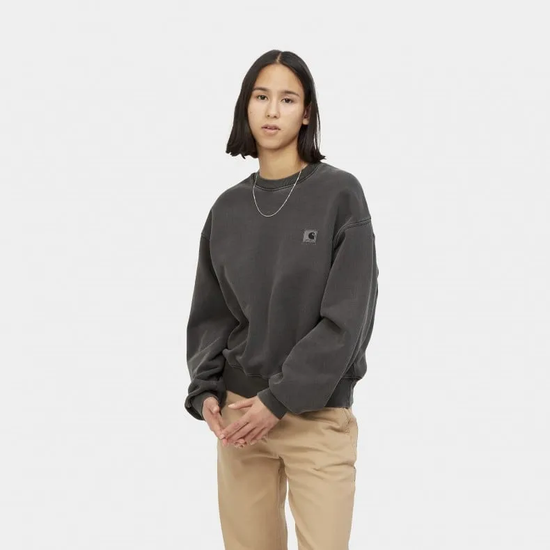 Women's Carhartt WIP Nelson Crew Neck Sweatshirt (Black Garment Dyed)