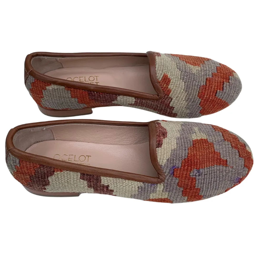 Women's Turkish Kilim Loafers Red & Lavender