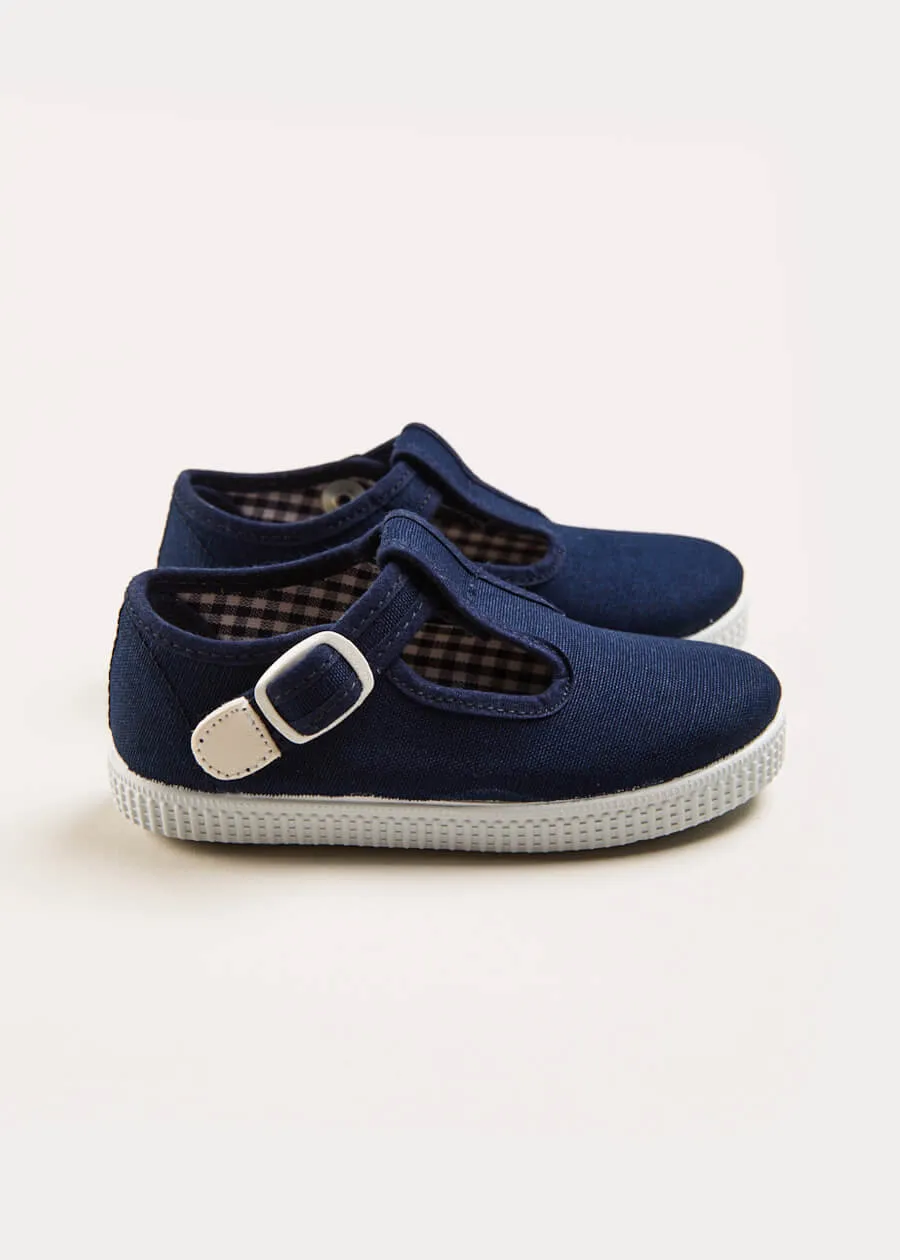 Woven T-Bar Baby Shoes in Navy (20-26EU)