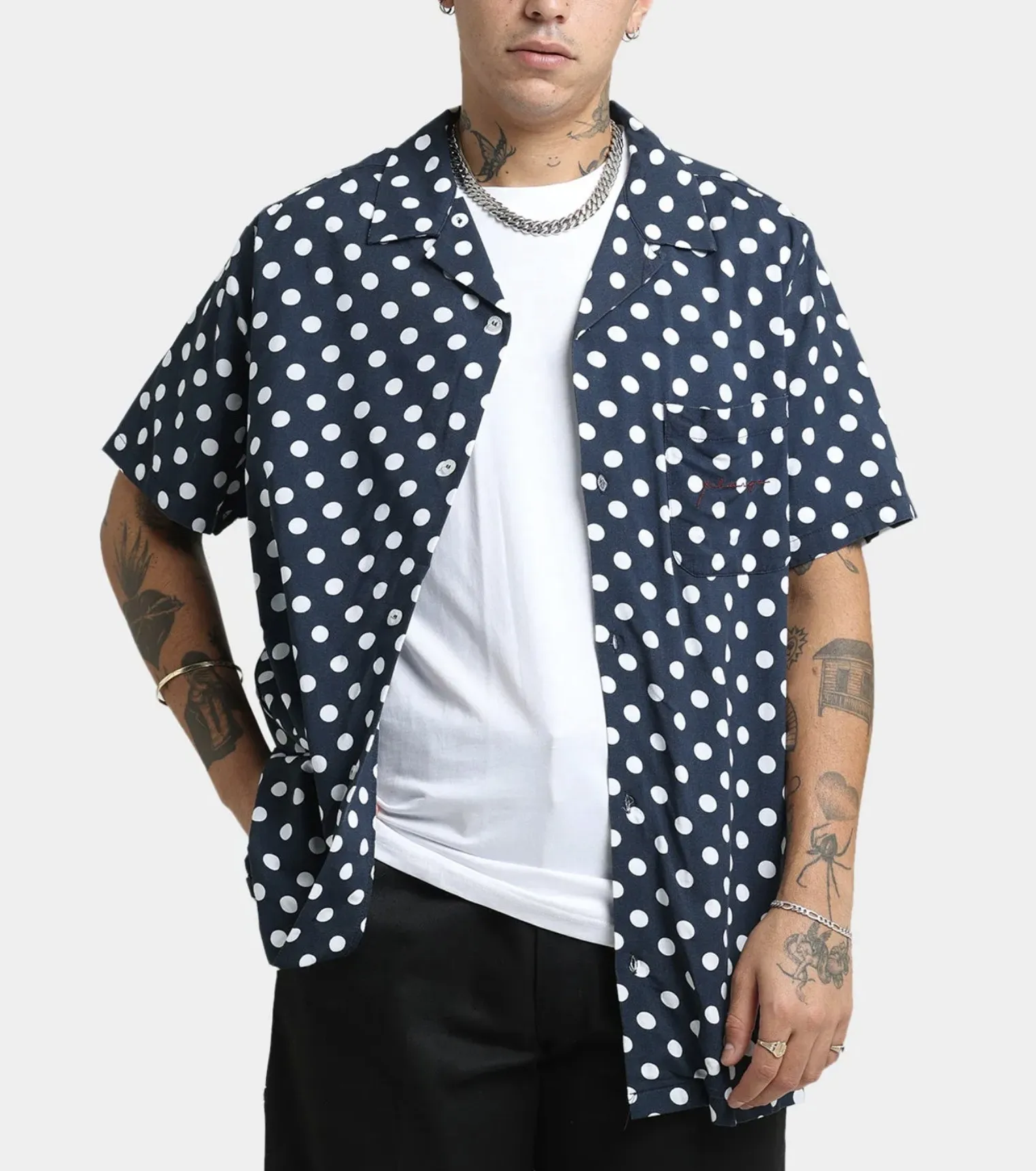 X-Large  |Dots Street Style Short Sleeves Logo Skater Style Shirts