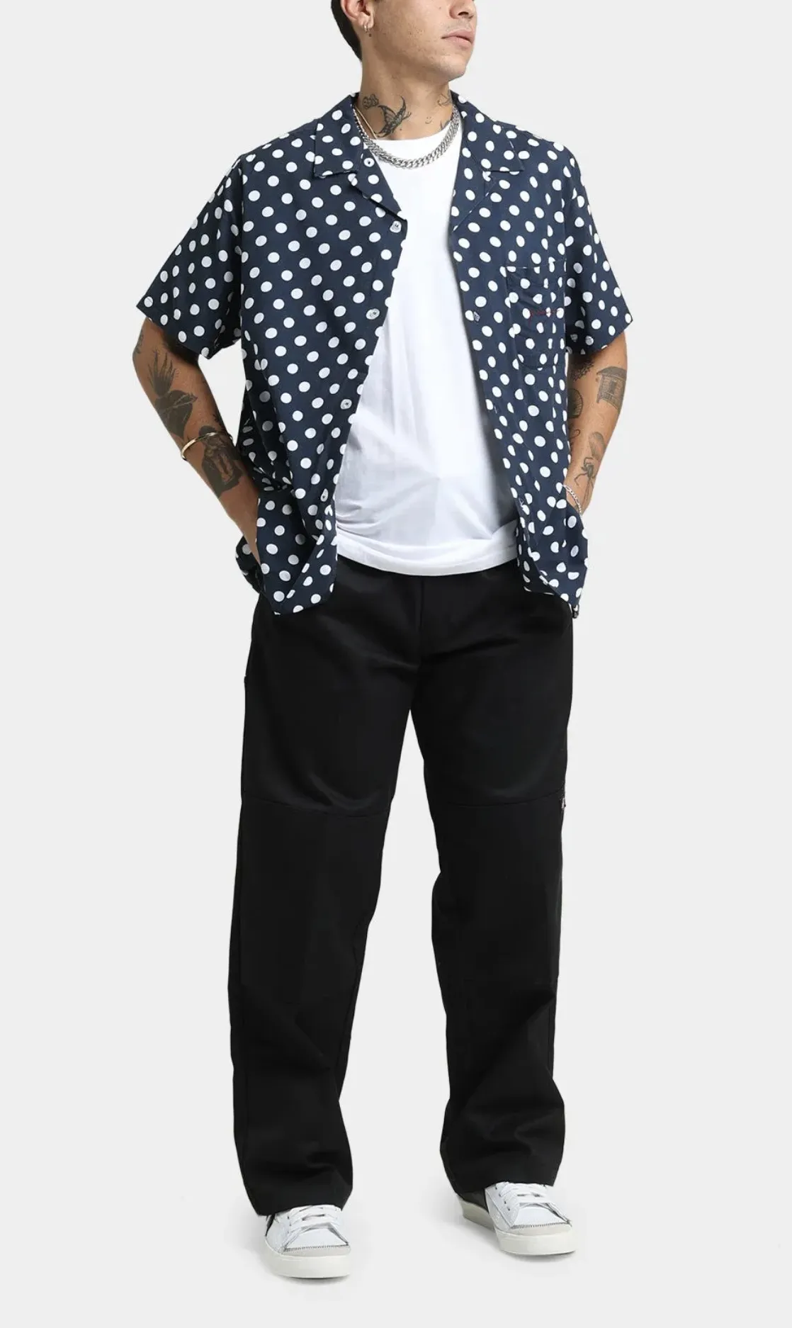 X-Large  |Dots Street Style Short Sleeves Logo Skater Style Shirts