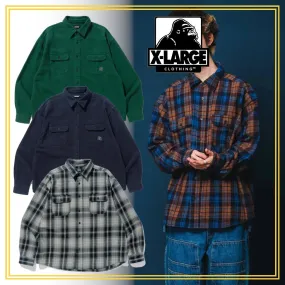 X-Large  |Tartan Other Plaid Patterns Unisex Street Style Long Sleeves