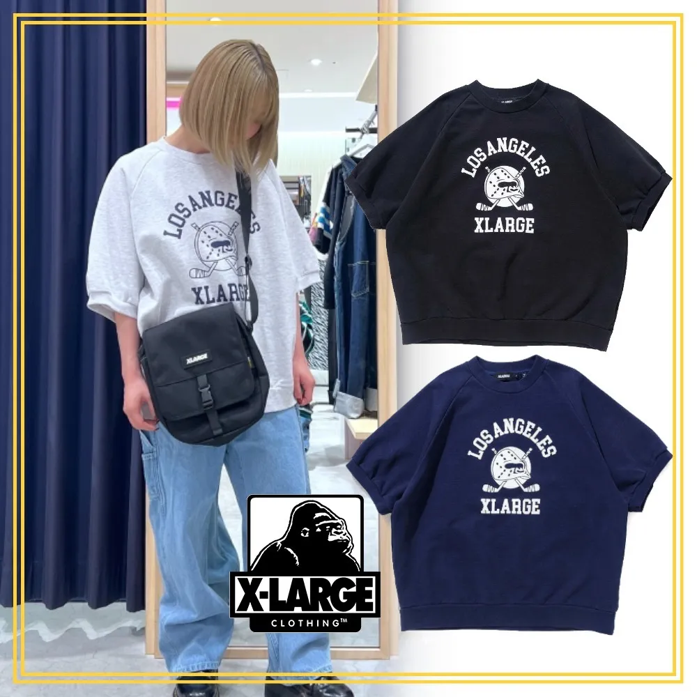 X-Large  |Unisex Street Style Plain Cotton Short Sleeves Logo