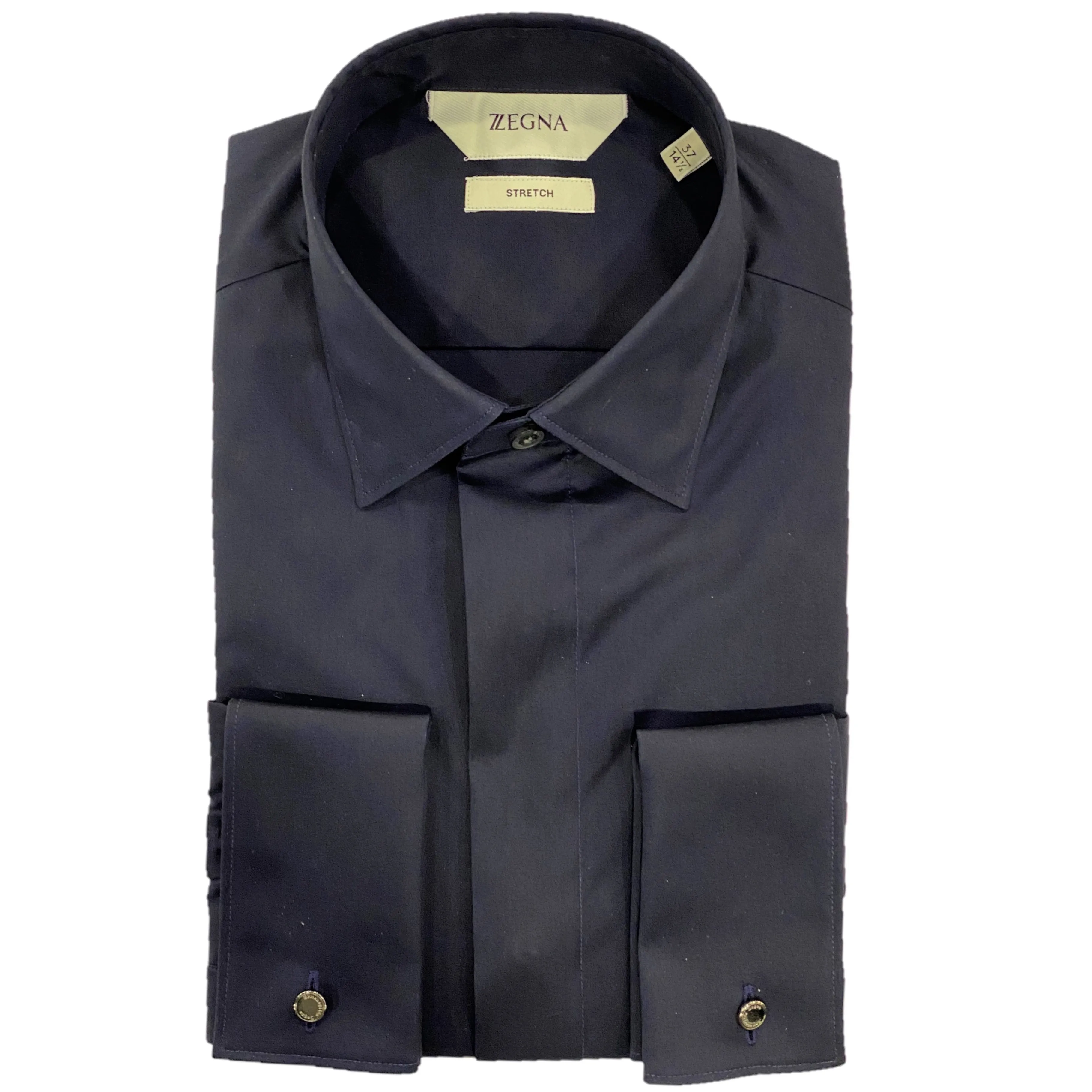 ZZegna Navy French Cuff Shirt